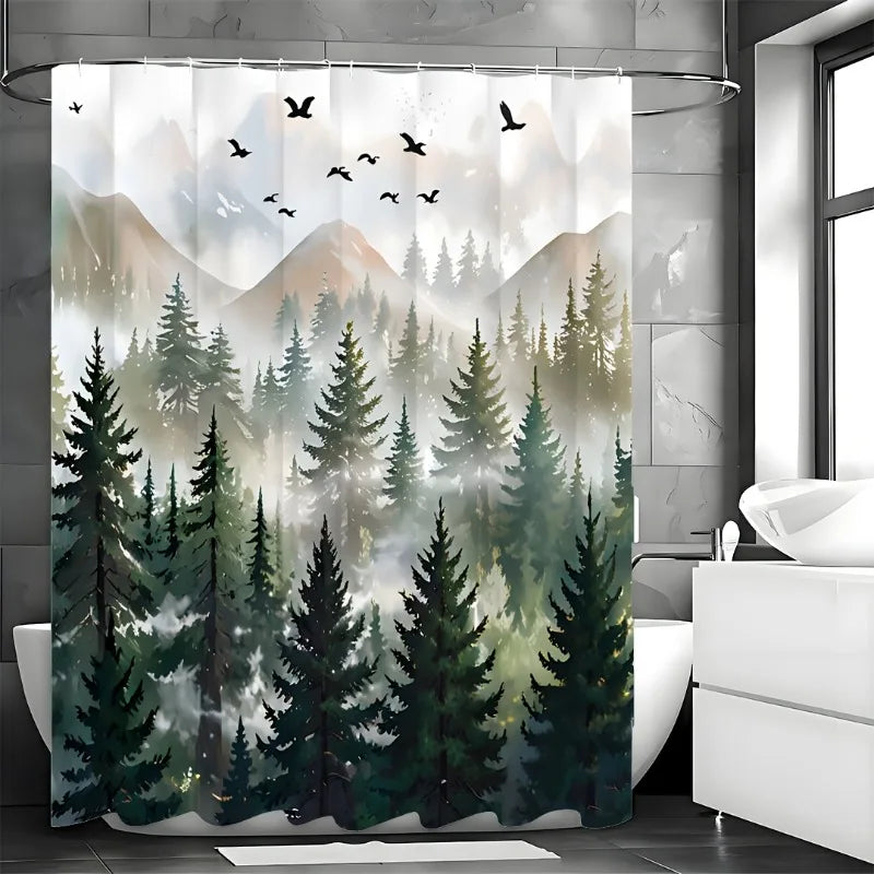 Warm Welcome Decor Ombre Shower Curtain Set Waterproof