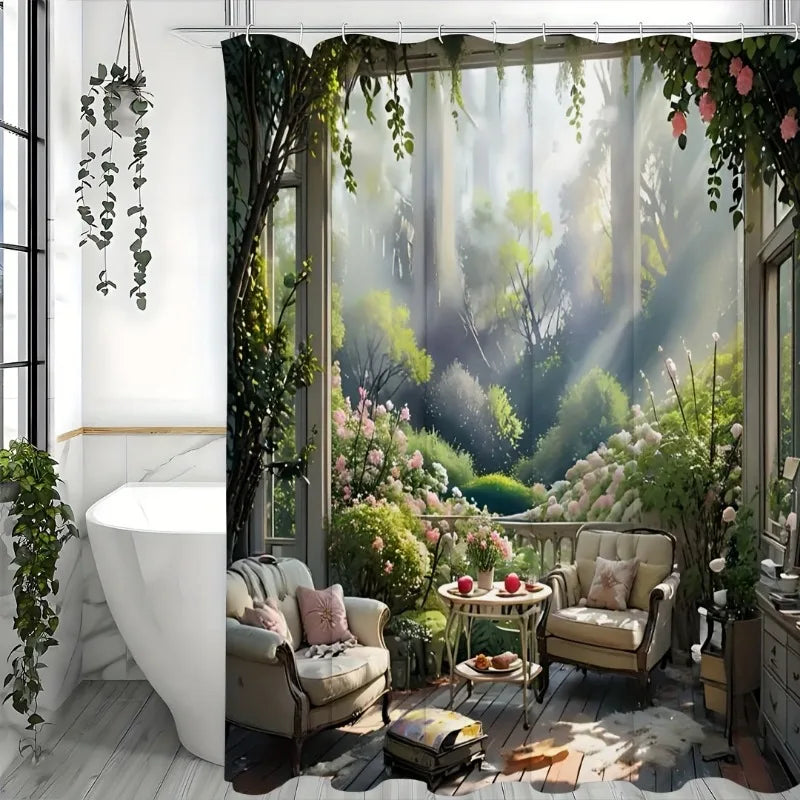 Warm Welcome Decor Romantic Flower Shower Curtain Hooks