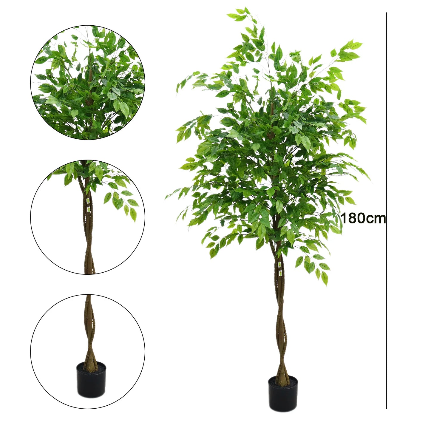 HiMISSCN Artificial Ficus Tree In Planter Realistic