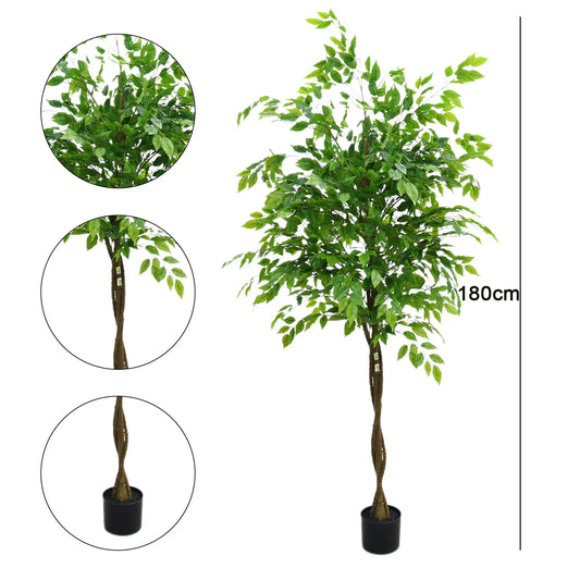 HiMISSCN Artificial Ficus Tree In Planter Realistic