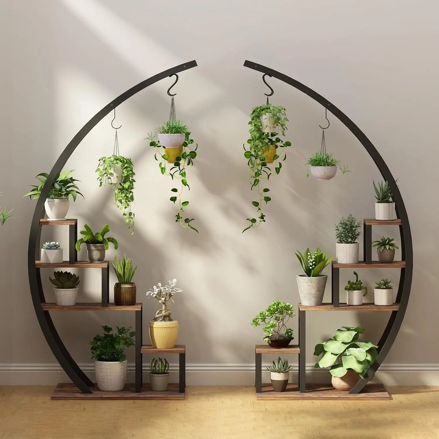 TWISTER.CK 5-Tier Metal Plant Stand Half Moon Indoor Rack