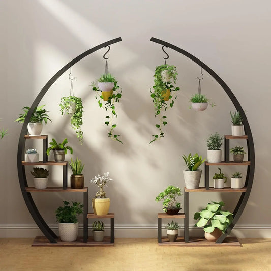 TWISTER.CK 5-Tier Metal Plant Stand Half Moon Indoor Rack