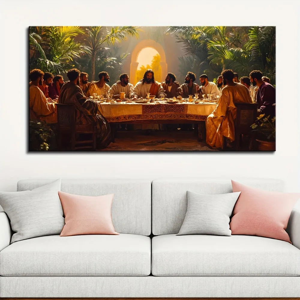 Hign-concerned Last Supper Canvas Wall Art With Pine Frame