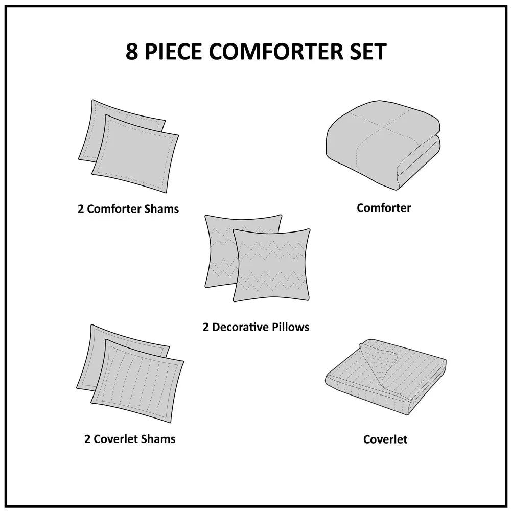 Eight Piece Comforter And Quilt Set Polyester Cotton Blend