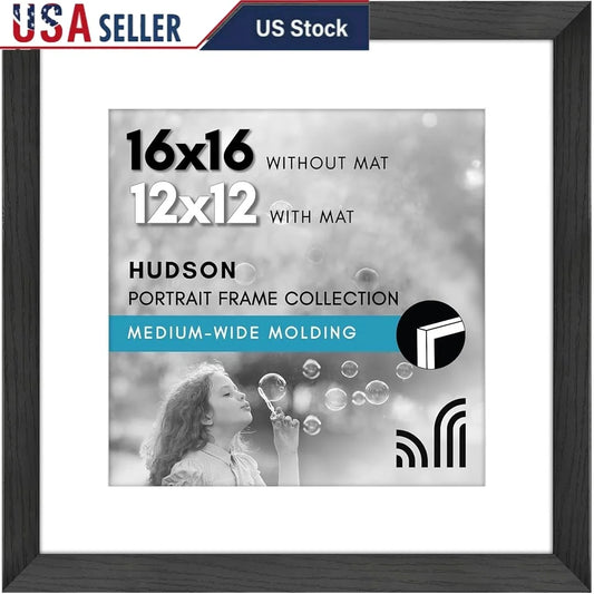 16x16 Picture Frame with Polished Plexiglass Display 12x12 with Mat or Showcase 16x16 Photos Wall Mount Gallery Style Modern