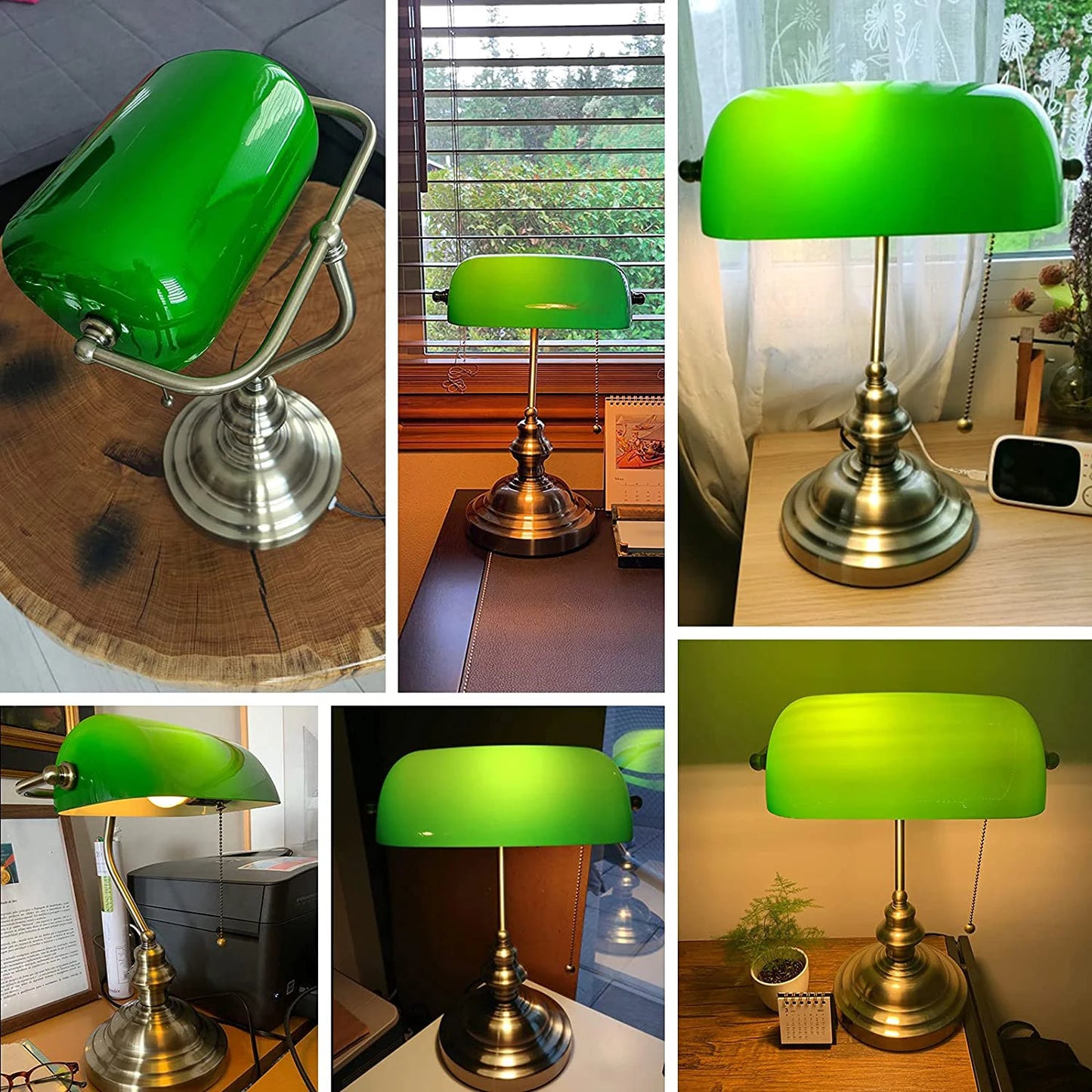 Warm Welcome Decor Vintage Glass Banker's Lamp Desk Light