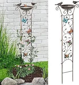 Lewis Wayne Garden Trellis Bird Bath Detachable Hummingbird