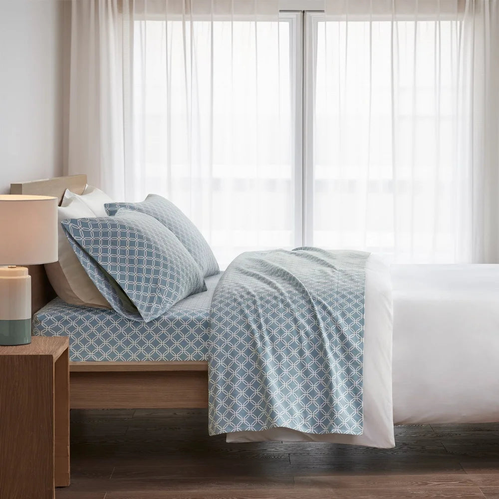DUTRIEUX Geometric Cotton Flannel Sheet Set 4 Piece