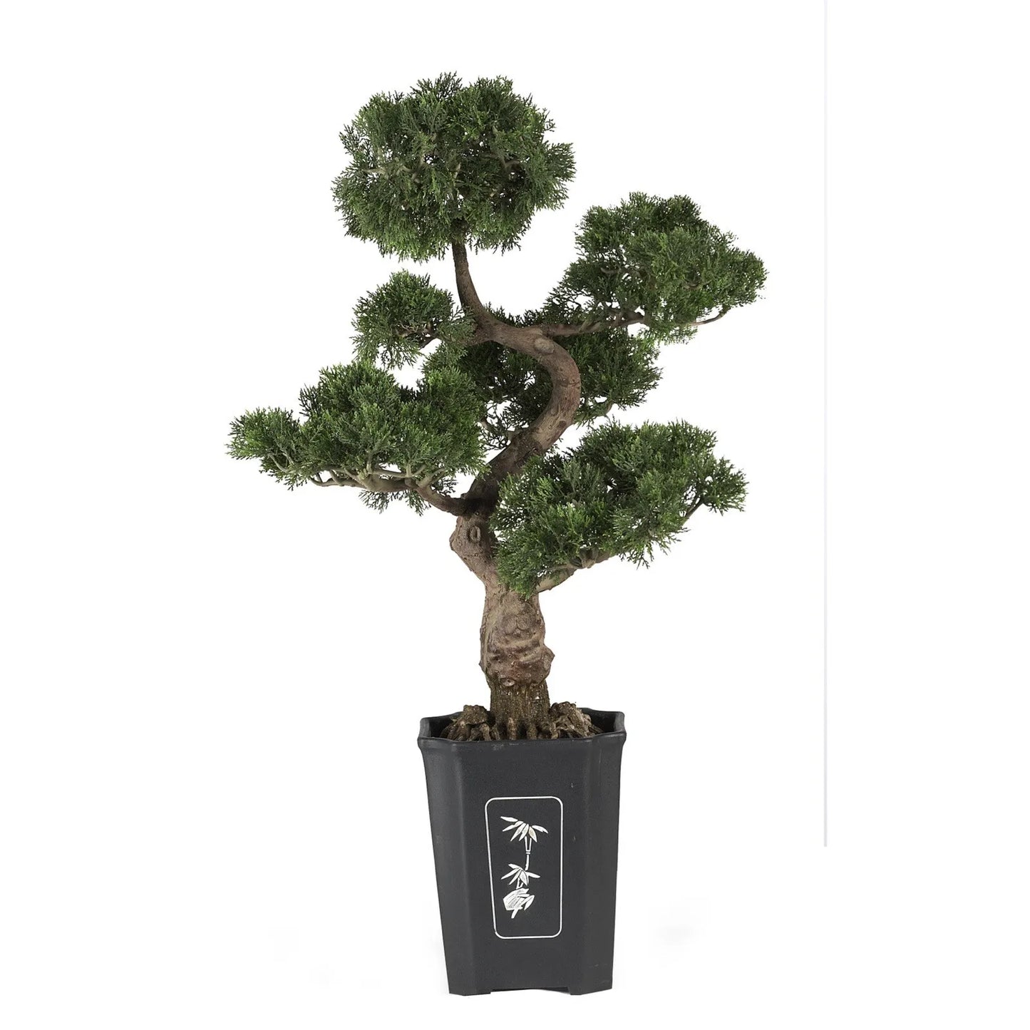 Nearly Natural Artificial Cedar Bonsai In Square Black Vase