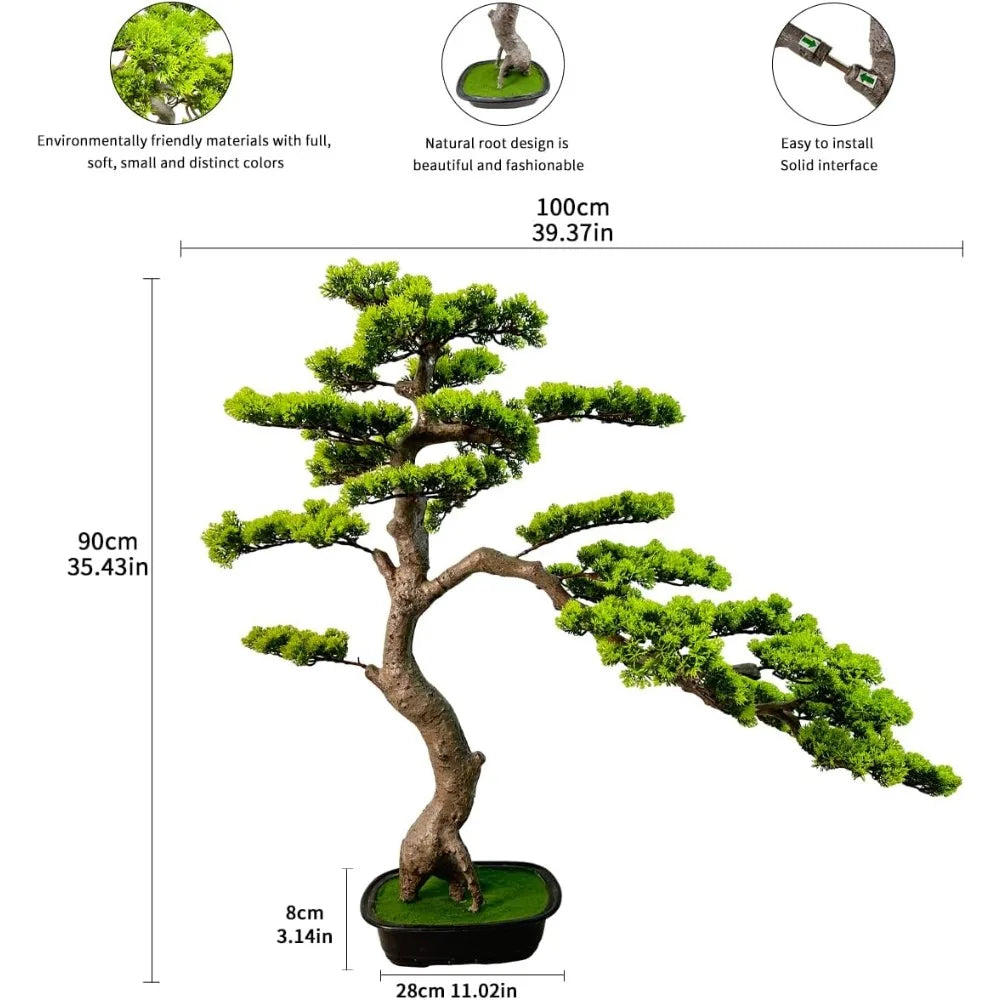 Artificial Bonsai Tree Juniper Faux Plant with Ceramic Pot
