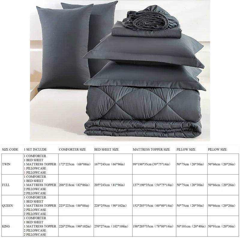 easYumCN 7 Piece Bedding Set Comforter Sheet Pillowcases