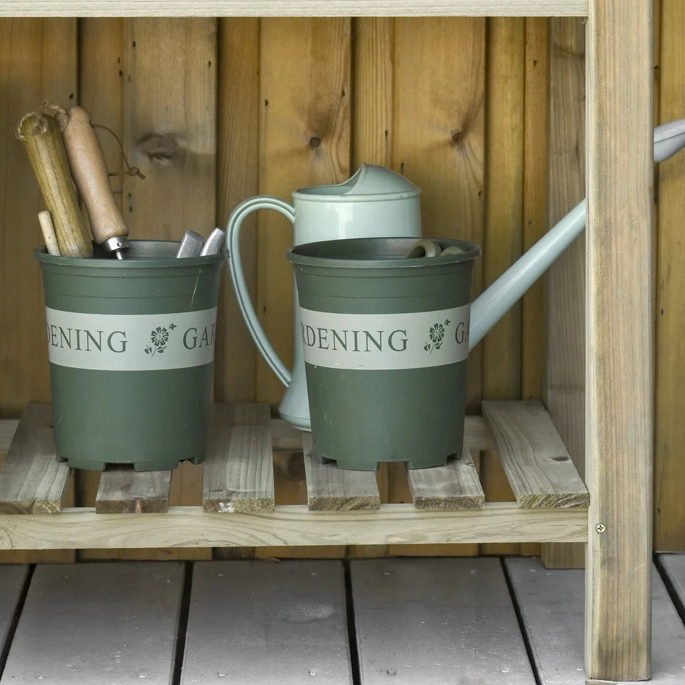 XMSJ Elevated Wooden Garden Bed Planter With Storage Shelf
