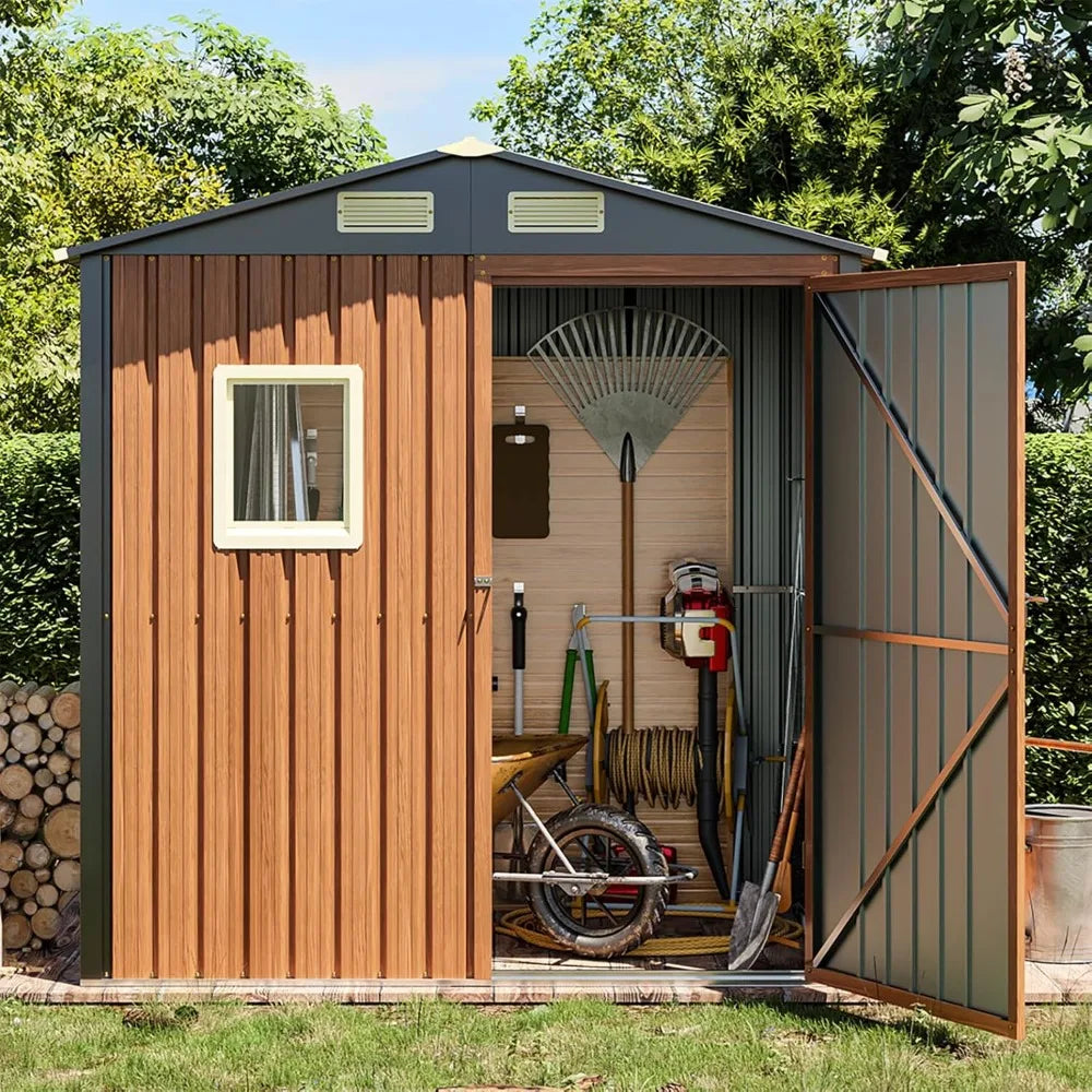 Outdoor Metal Garden Shed With Window Lockable Door