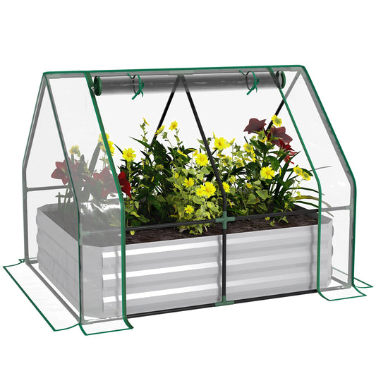 Outsunny Steel Raised Garden Bed Planter Kit Greenhouse