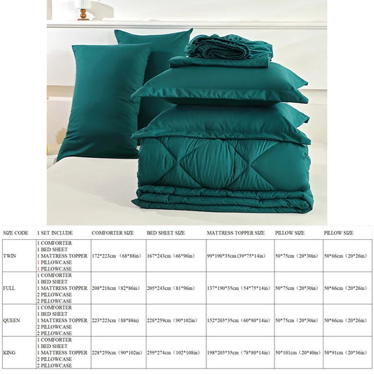 easYumCN 7 Piece Bedding Set Comforter Sheet Pillowcases