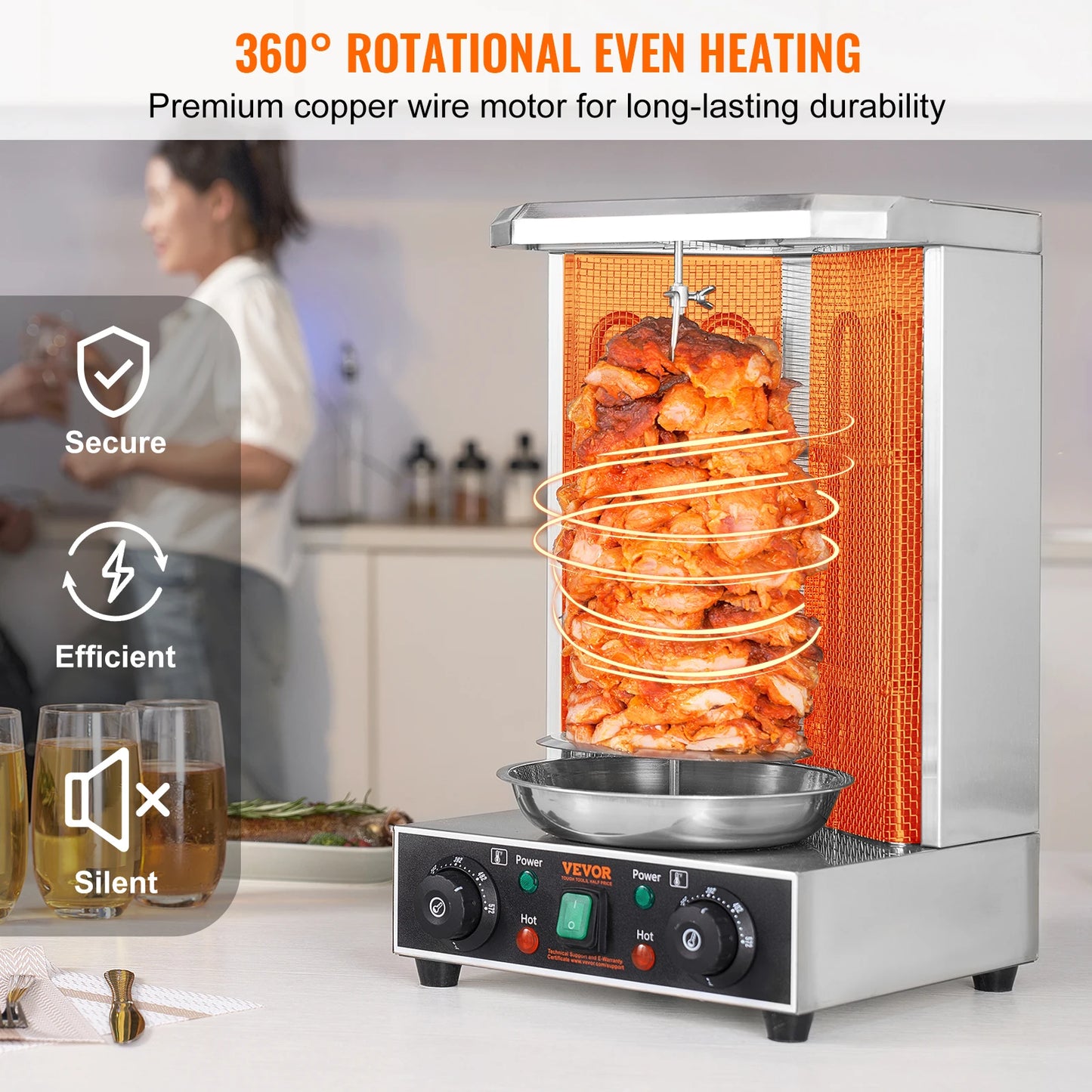 SucceBuy Electric Shawarma Grill Machine Vertical Broiler Oven