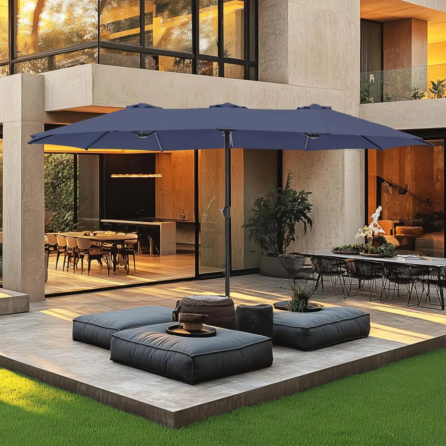 HUANZHUANG Double Sided Patio Umbrella With Base Included