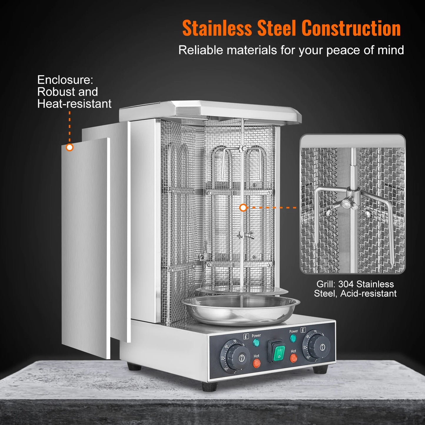 SucceBuy Electric Shawarma Grill Machine Vertical Broiler Oven
