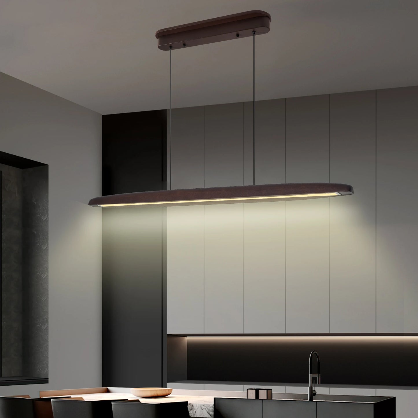 ARLGSITE Streamline Dimmable Wooden Pendant Light Fixture