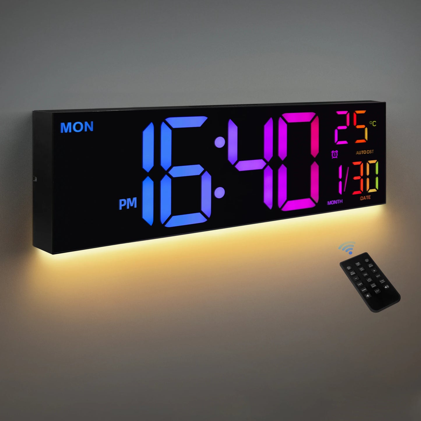 Warm Welcome Decor Digital Wall Clock Remote Temperature