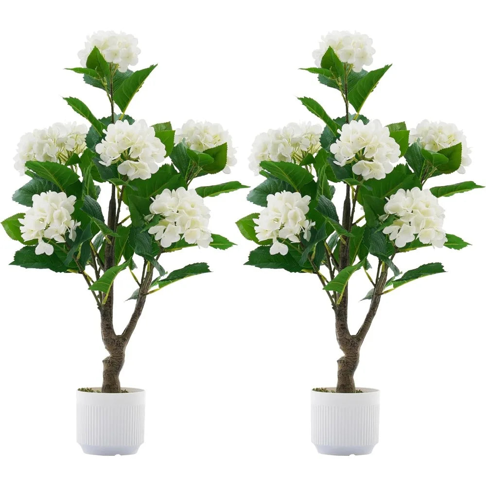 Artificial Hydrangea Tree 2 Pack Faux Plant Indoor Outdoor