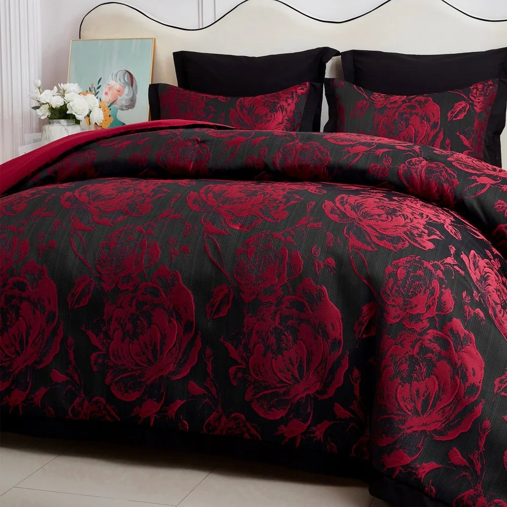 DUTRIEUX Jacquard Seersucker Floral Comforter Set Curtains
