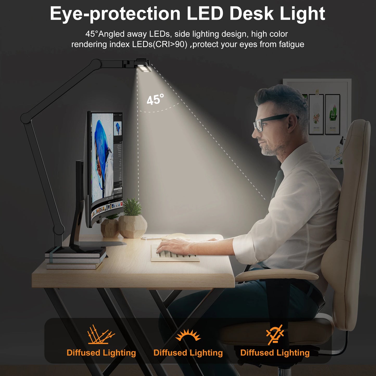 Warm Welcome Decor Led Desk Lamp With Clamp Auto Dimming