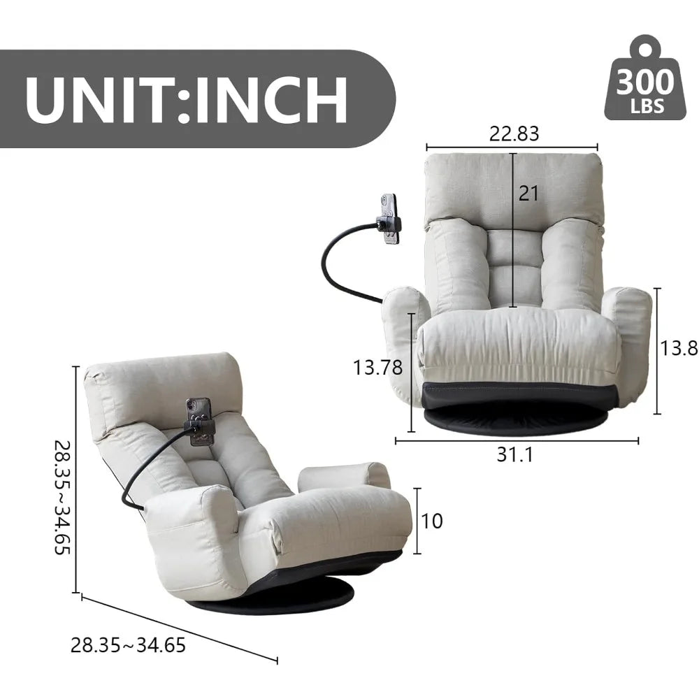 DAFIFY 360 Degree Swivel Gaming Floor Chair With Armrests