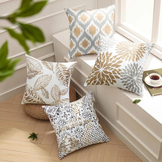 Craft of Weaving Set of 4 Fall Leaf Geometric Pillow Covers