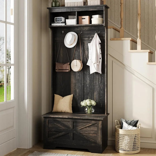 DAFIFY Hall Tree With Storage Bench 4 in 1 Coat Rack