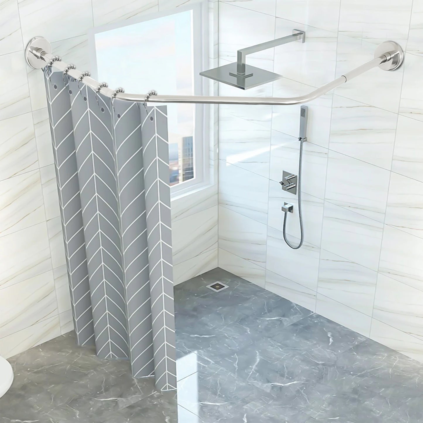 Shower Curtain Rack Wall-mounted 45-75CM Stretchable Curtain Rod Waterproof for Home Bathroom Hotel Fitting Room