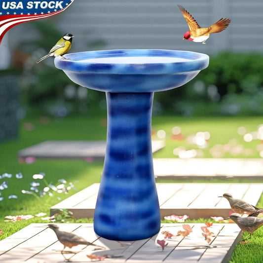 Concrete Bird Bath With Faux Ceramic Finish Freestanding