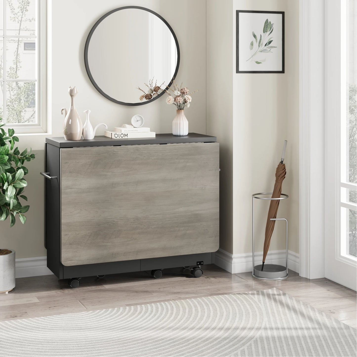 Warm Welcome Decor Foldable Drop Leaf Dining Table Storage