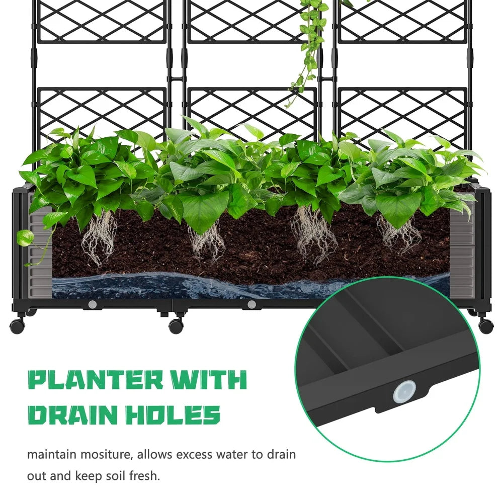 XMSJ Vertical Planter Box Trellis With Wheels Self Watering