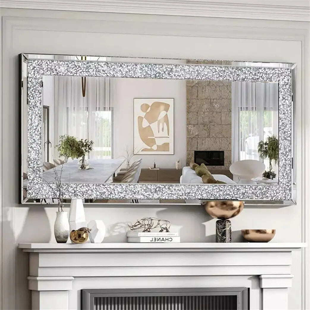 Hign Concerned Crystal Crush Diamond Wall Mirror Framed