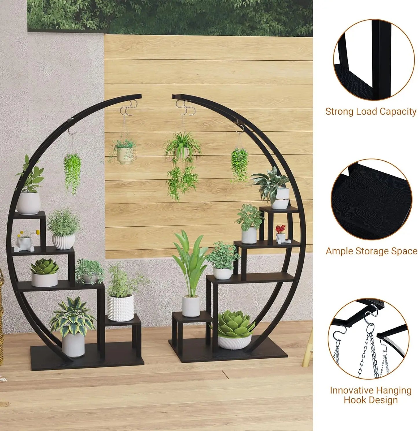TWISTER.CK 5-Tier Metal Plant Stand Half Moon Indoor Rack
