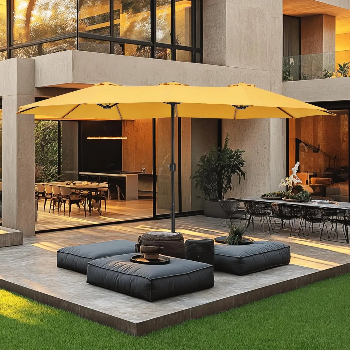 HUANZHUANG Double Sided Patio Umbrella With Base Included