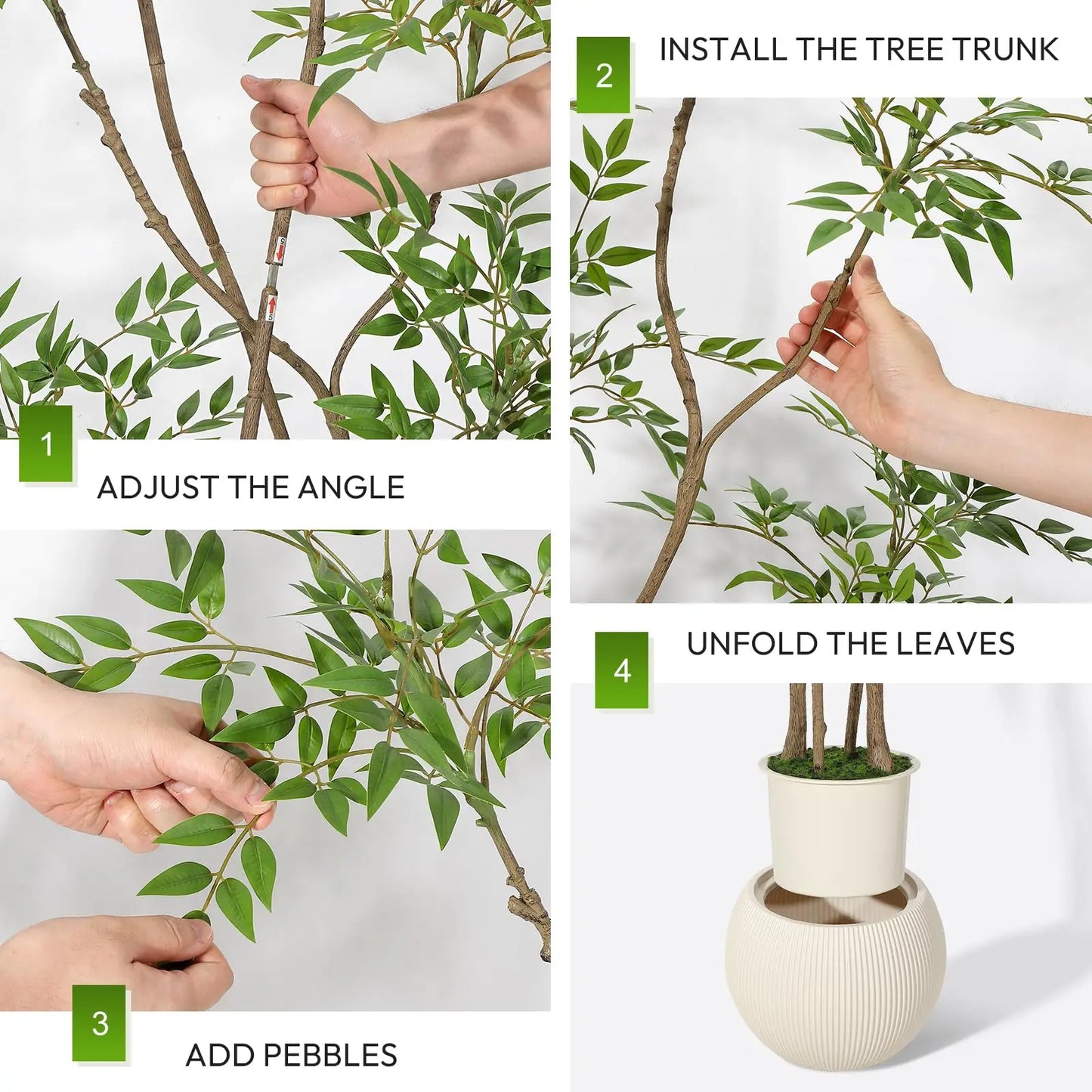 HiMISSCN Nandina Artificial Tree With White Planter Indoor