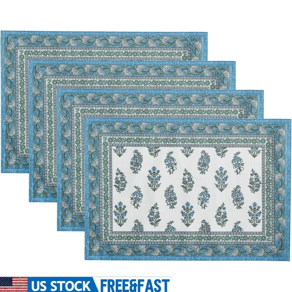 Warm Welcome Decor Coastal Paisley Placemats Indoor Outdoor