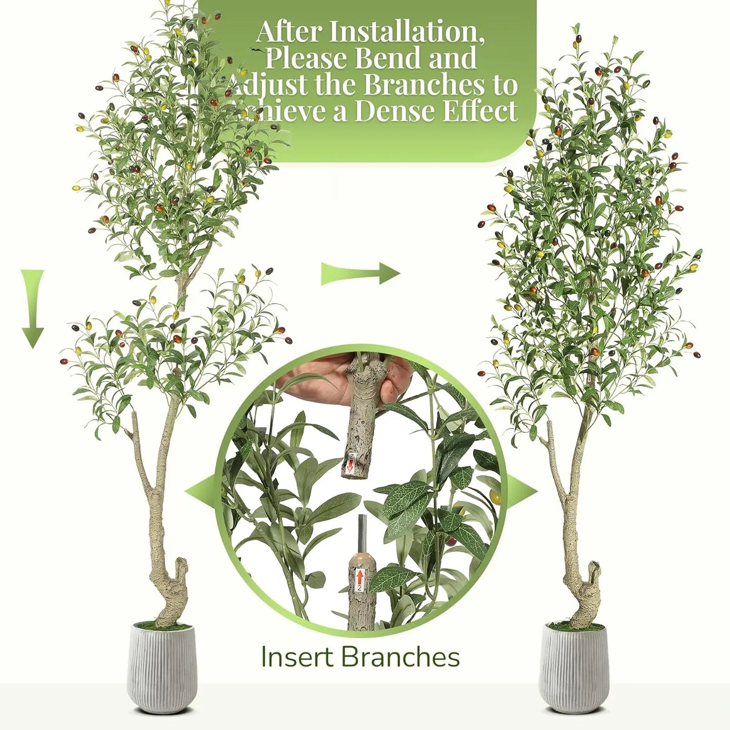 HiMISSCN Faux Olive Tree Lifelike Indoor Planter Moss