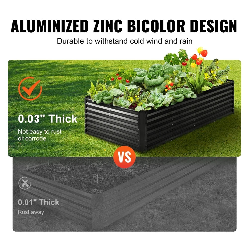 XMSJ Galvanized Metal Raised Garden Bed Planter Box