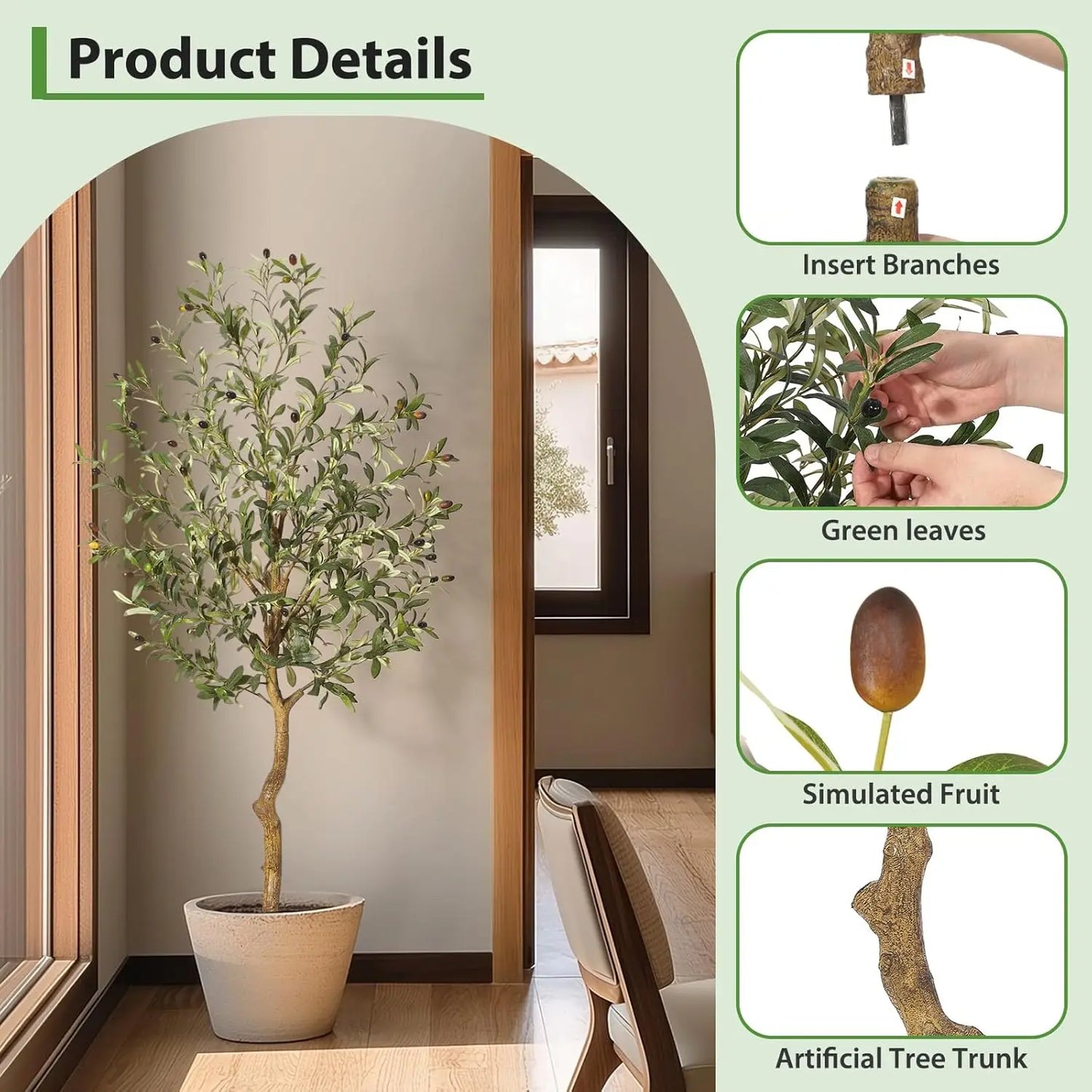 HiMISCN Artificial Olive Tree for Home and Office Decor