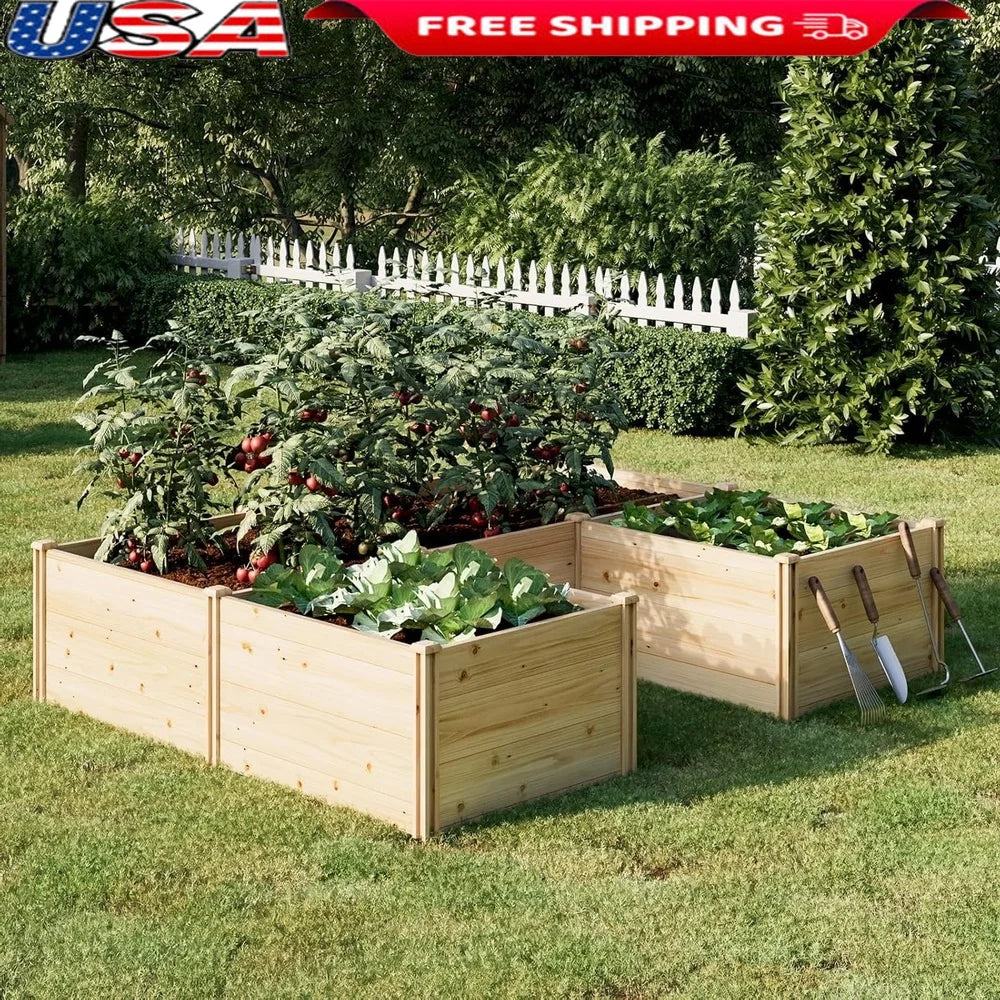 XMSJ Wooden Raised Garden Bed Outdoor Planter Box Vegetables