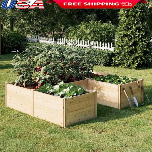XMSJ Wooden Raised Garden Bed Outdoor Planter Box Vegetables