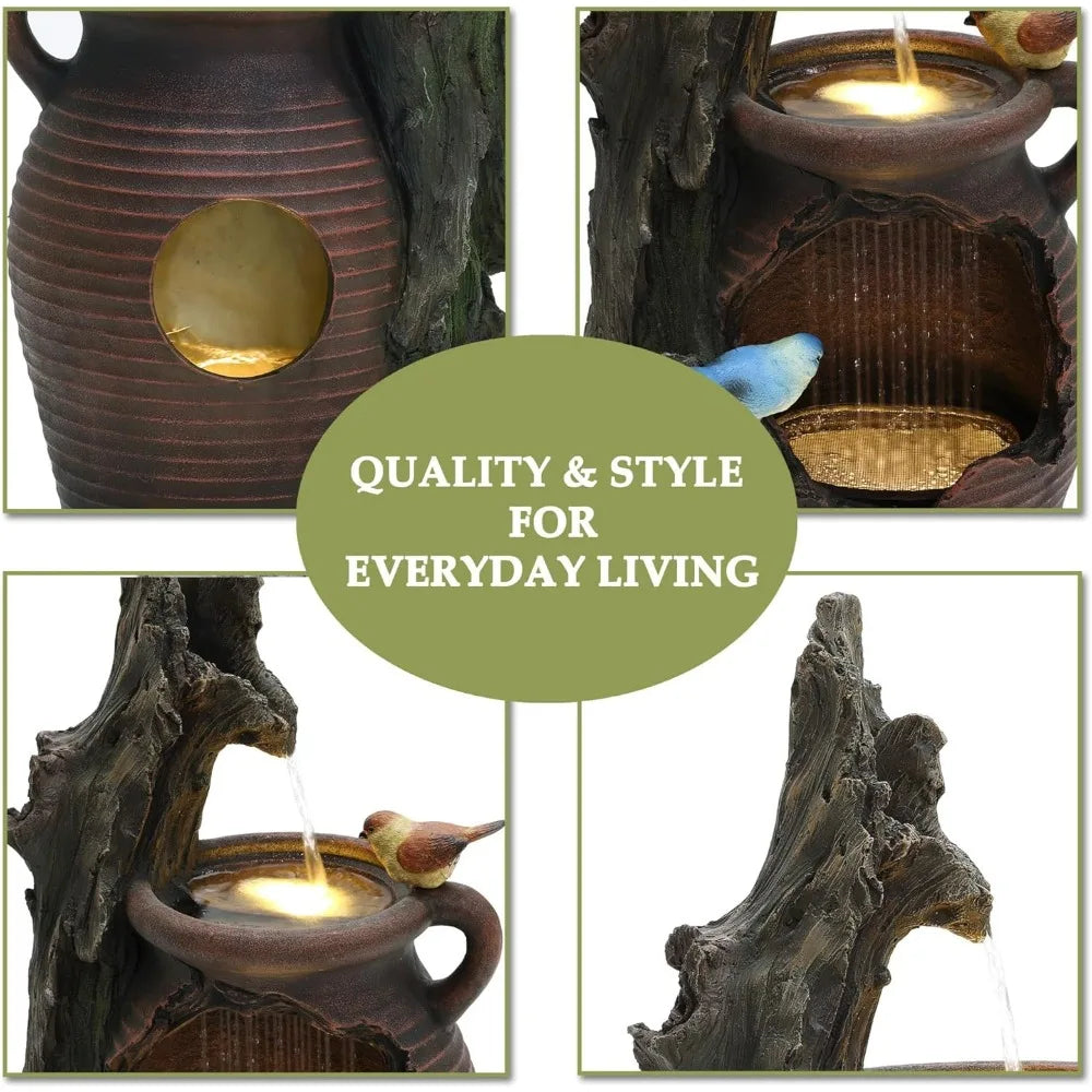 LuxenHome Outdoor and Indoor Water Fountain Cascading Tree