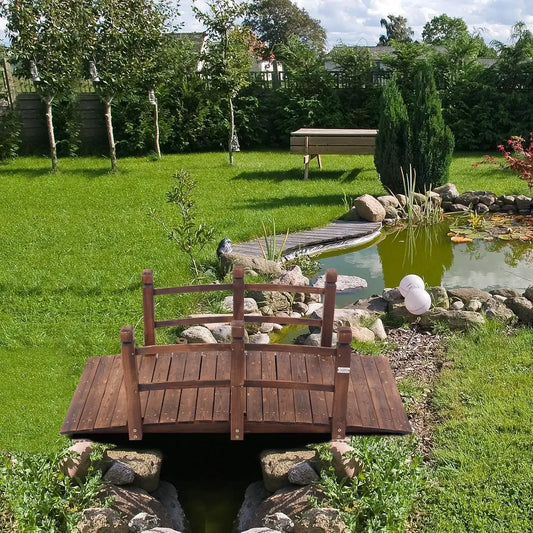 XMSJ Garden Bridge Classic Wooden Arch With Safety Rails
