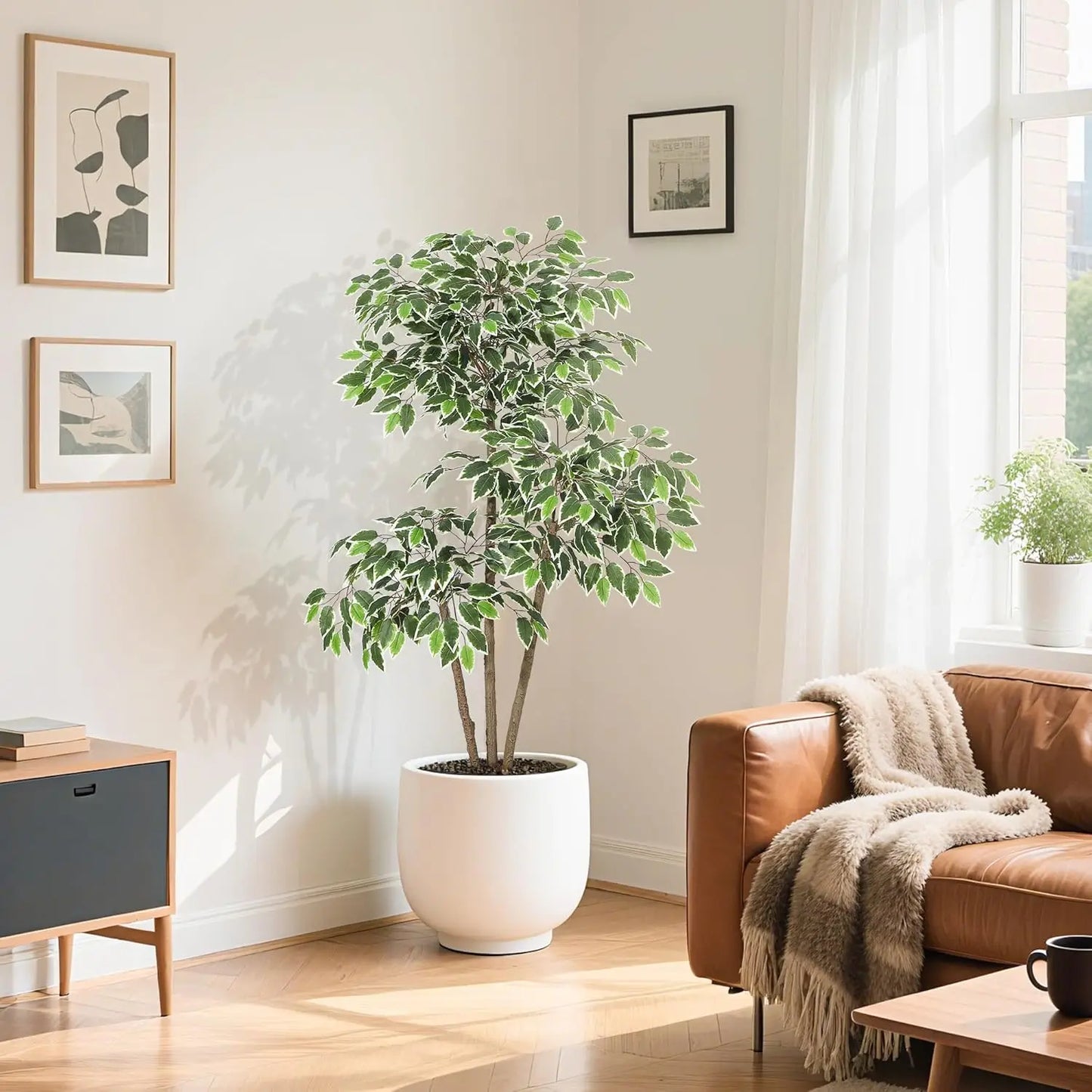 HiMISSCN Artificial Ficus Tree Tall Faux Indoor Plant