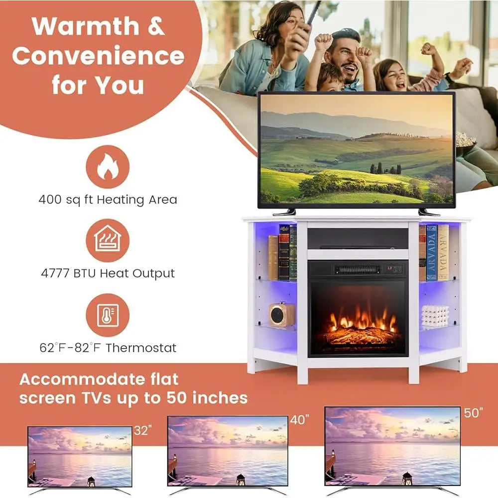 XMSJ Corner Electric Fireplace TV Stand with Heater Insert
