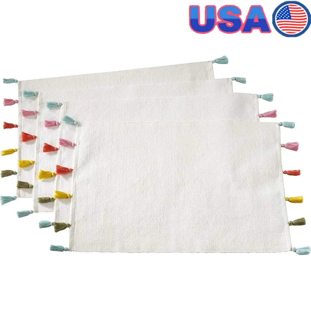 Warm Welcome Decor Cantina Cotton Tassel Placemat Set Of 4