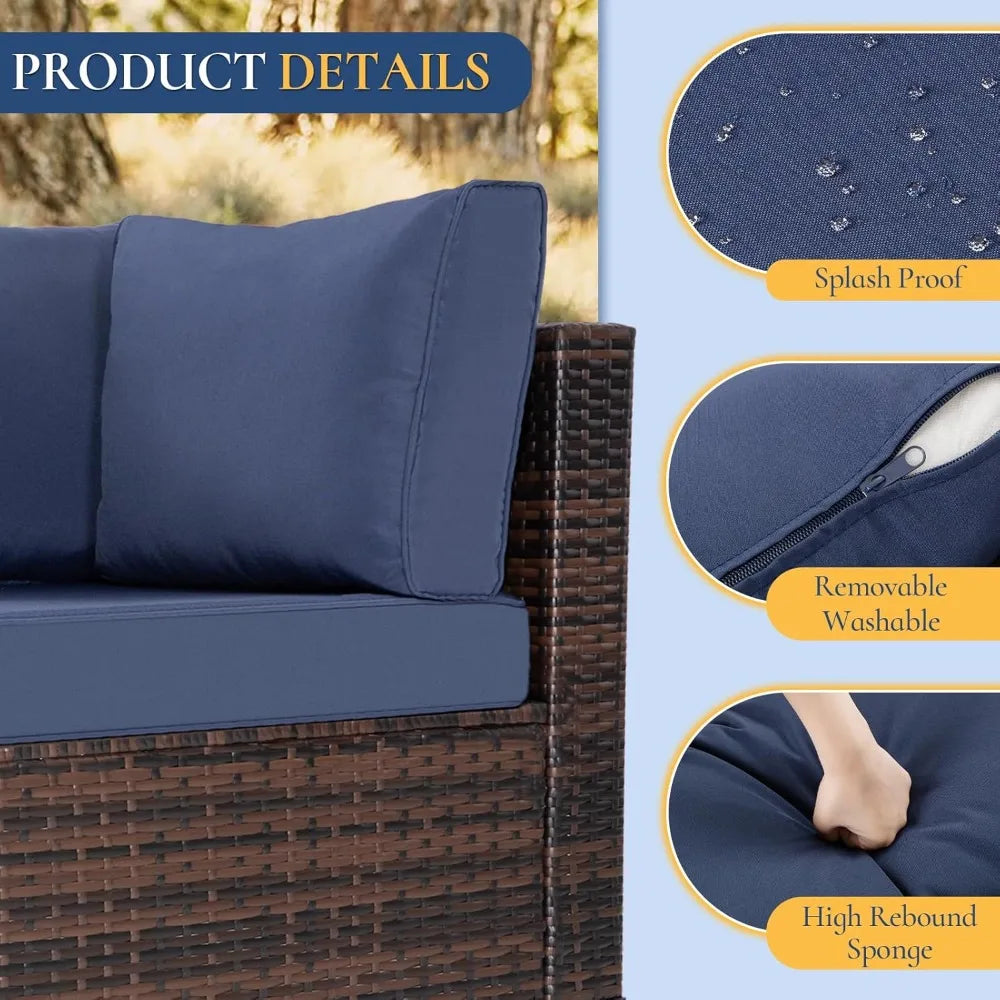 Angduo Outdoor Patio Furniture Set Wicker Sectional Sofa